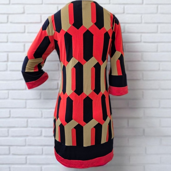 Vintage Inspired 3/4 Sleeve Shift Dress Unique 60s Mod Style Pattern Size 4 - Picture 8 of 10